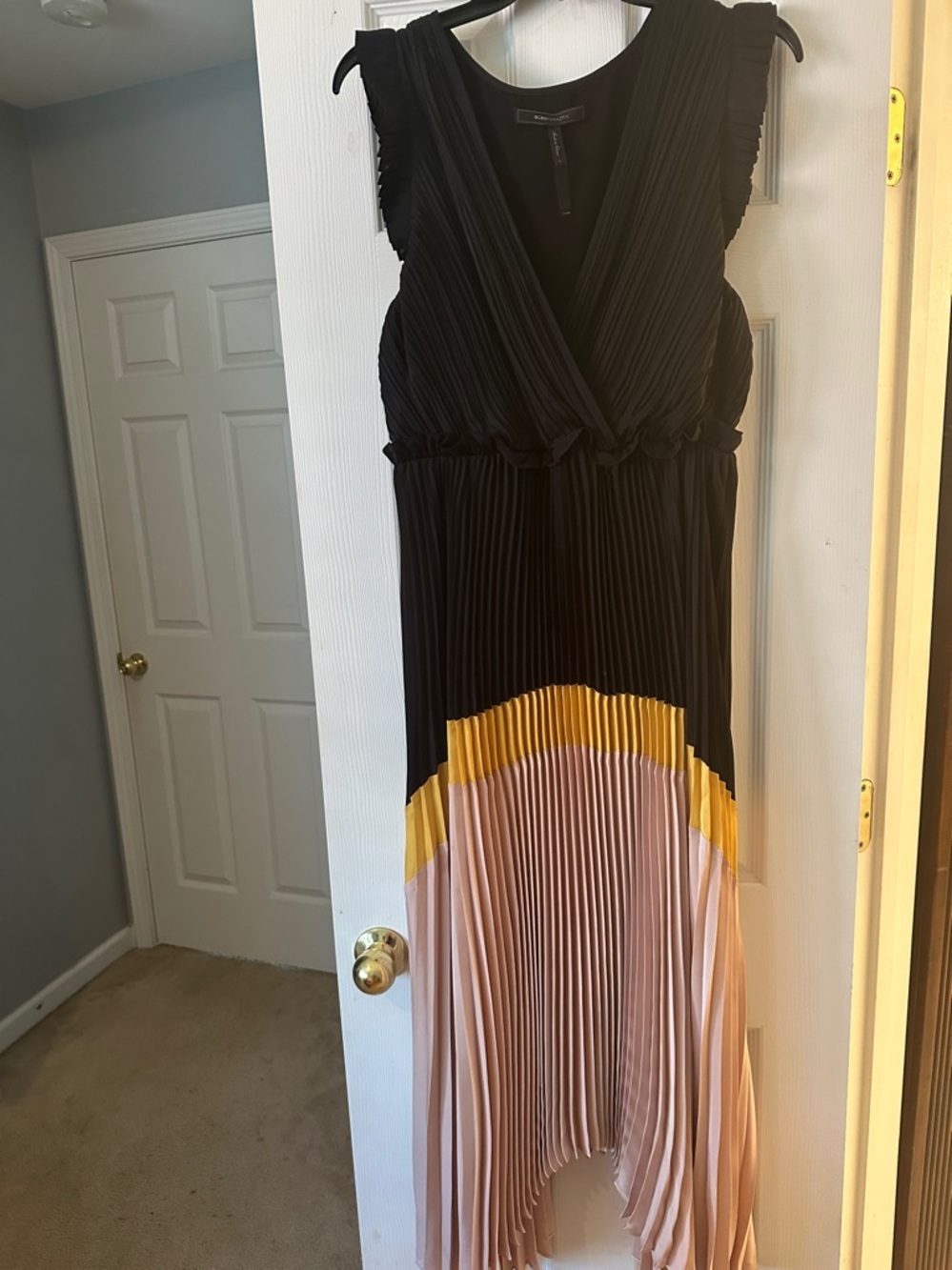 BCBGMaxAzira Pleated Color Block Dress Sz L - Picture 4 of 7